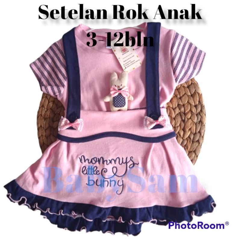 Rok Gantungan Anak Pumpkin Kids Motif Boneka Rabbit || Setelan Anak Perempuan 3-12 Bulan