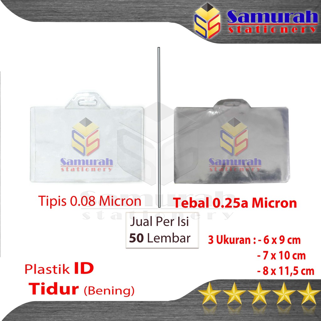 Plastik ID Kartu Nama Tidur / Name Tag Holder KTP 6x9 / 7x10 / 8x11 cm Tipis - Tebal