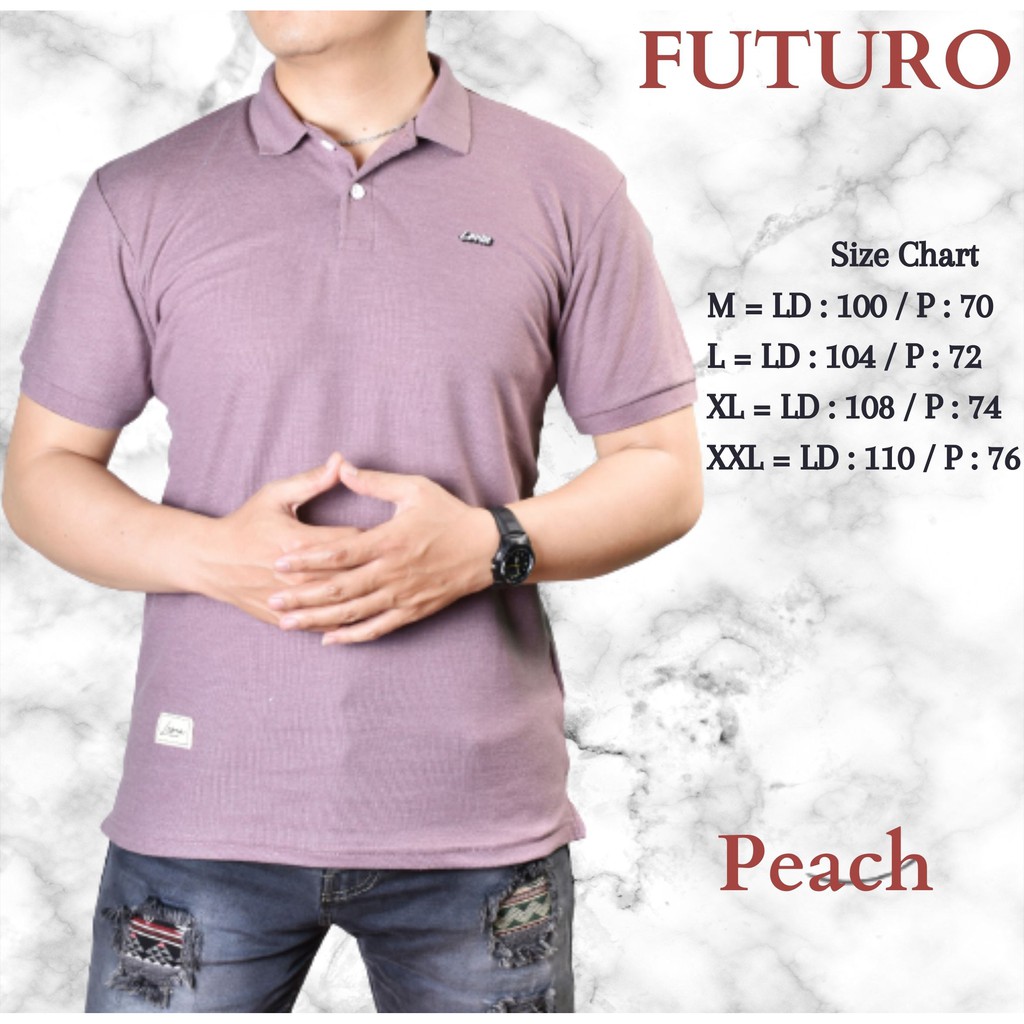 Kaos Polo shirt premium warna Peach