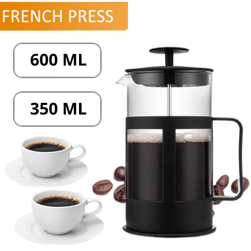 Alat Seduh Kopi Teh French Press 350ml Coffee Plunger Maker Kaca Gelas Filter 600 ml