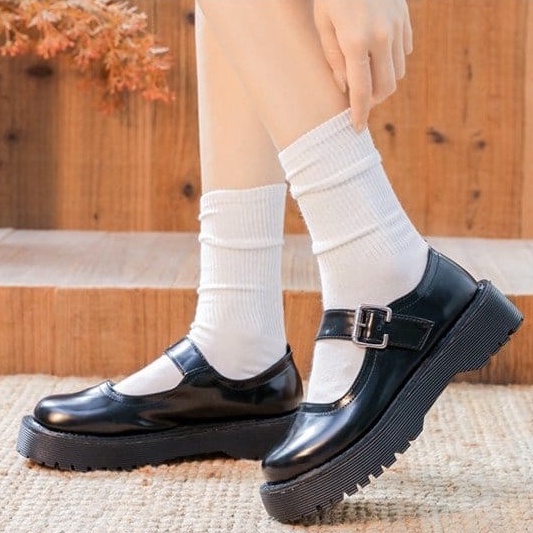 Sepatu Wanita Remaja / Dewasa Loafers Gesper Jahit Glosy  LOLLYta 010