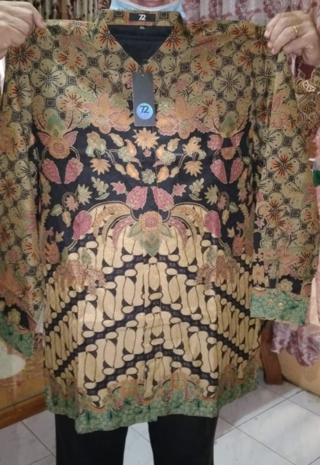 Kemeja Batik Dobby Pria Lengan Panjang Premium Motif Parang Hijau Muda Coklat 726899 Cap 72