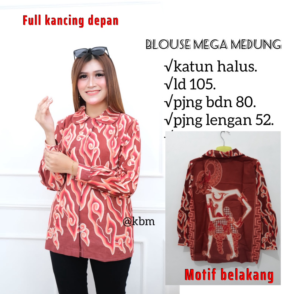 Blus Mega mendung  batik solo atasan kerja blus wanita blus kerja