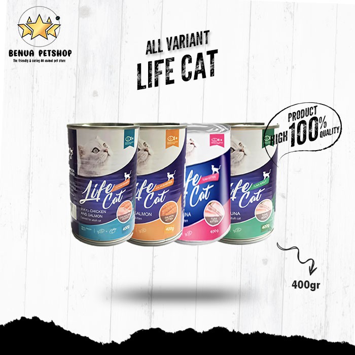 Makanan kucing basah Life Cat kaleng 400gr ALL VARIAN