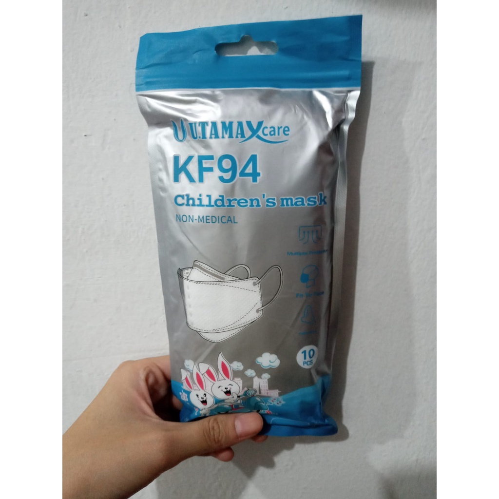 UTAMA - Masker Anak KF-94 - Putih (10 Pcs)