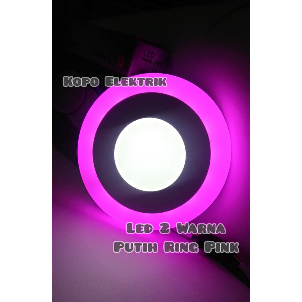 Lampu Downlight LED panel Putih Ring Pink 3+3 watt