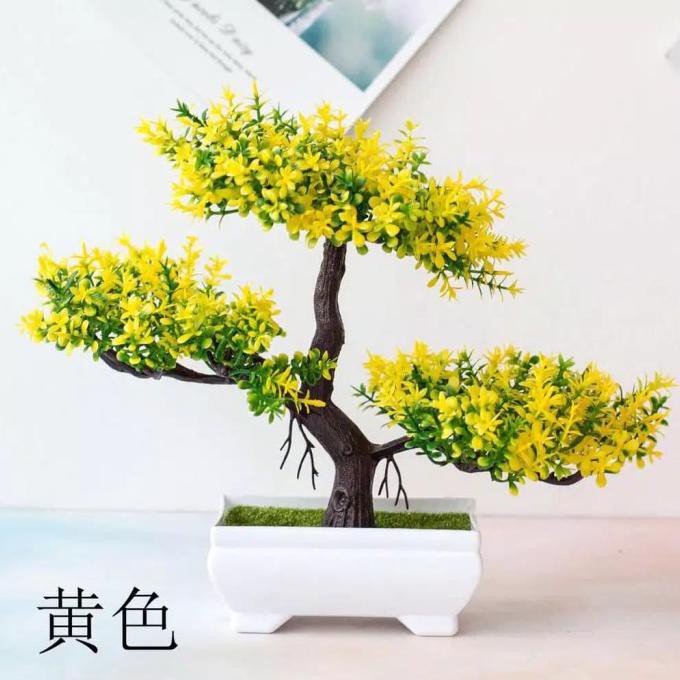 ornamen tanaman hias bonsai beringin / pohon plastik artificial - Beringin Kuning murah