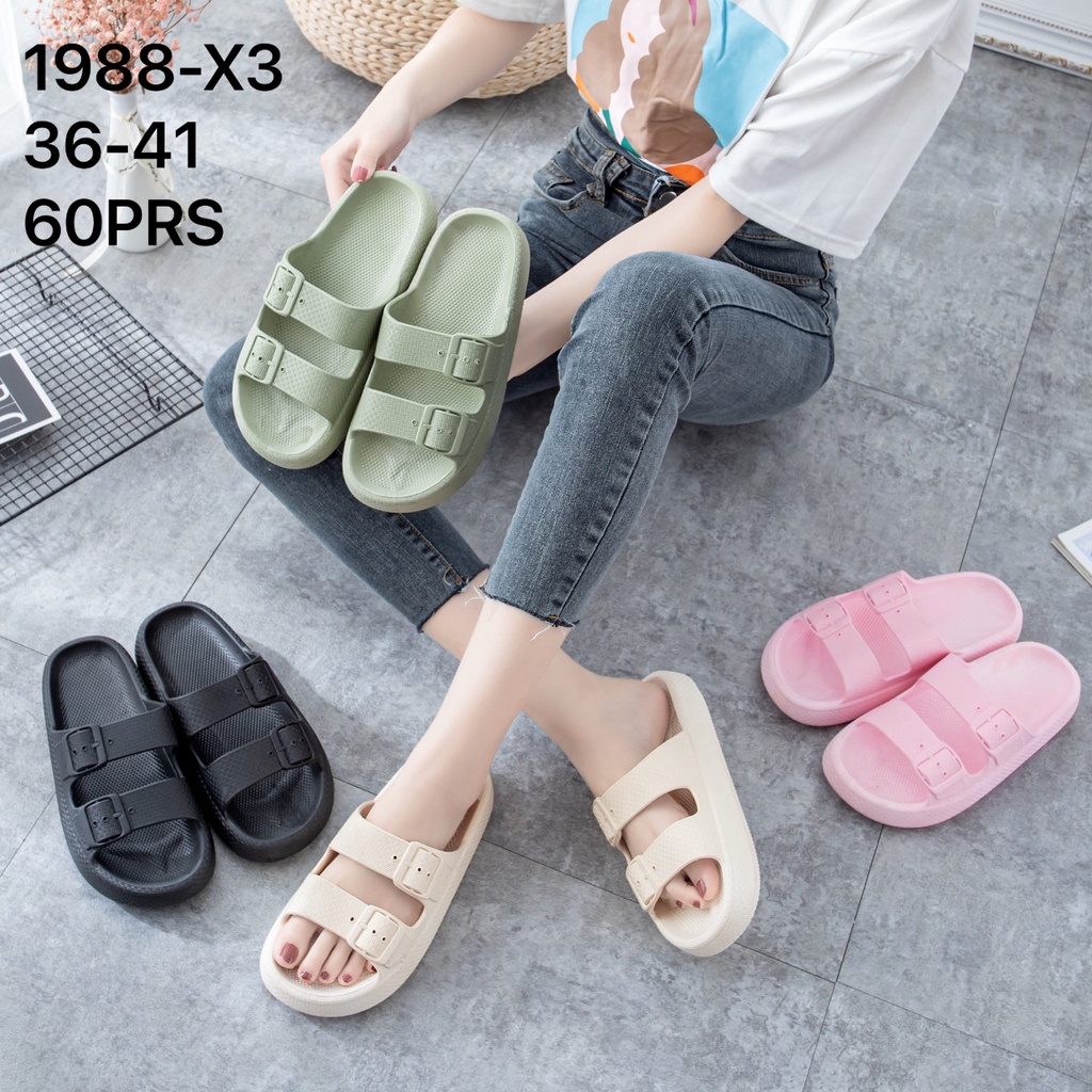 Sandal Jelly Wanita Korean Import Motif Gesper Sol Tebal Anti Slip Bahan Empuk Elastis 88 - TEBAL