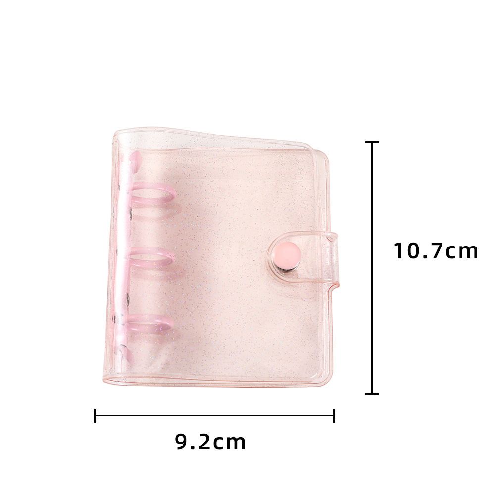 MXBEAUTY Portable Card Organizer School Stationery 3 Hole Binder Clip Binder Notebook Cover Glitter Mini Transparent Notebook Pages PVC Handbook Photo album