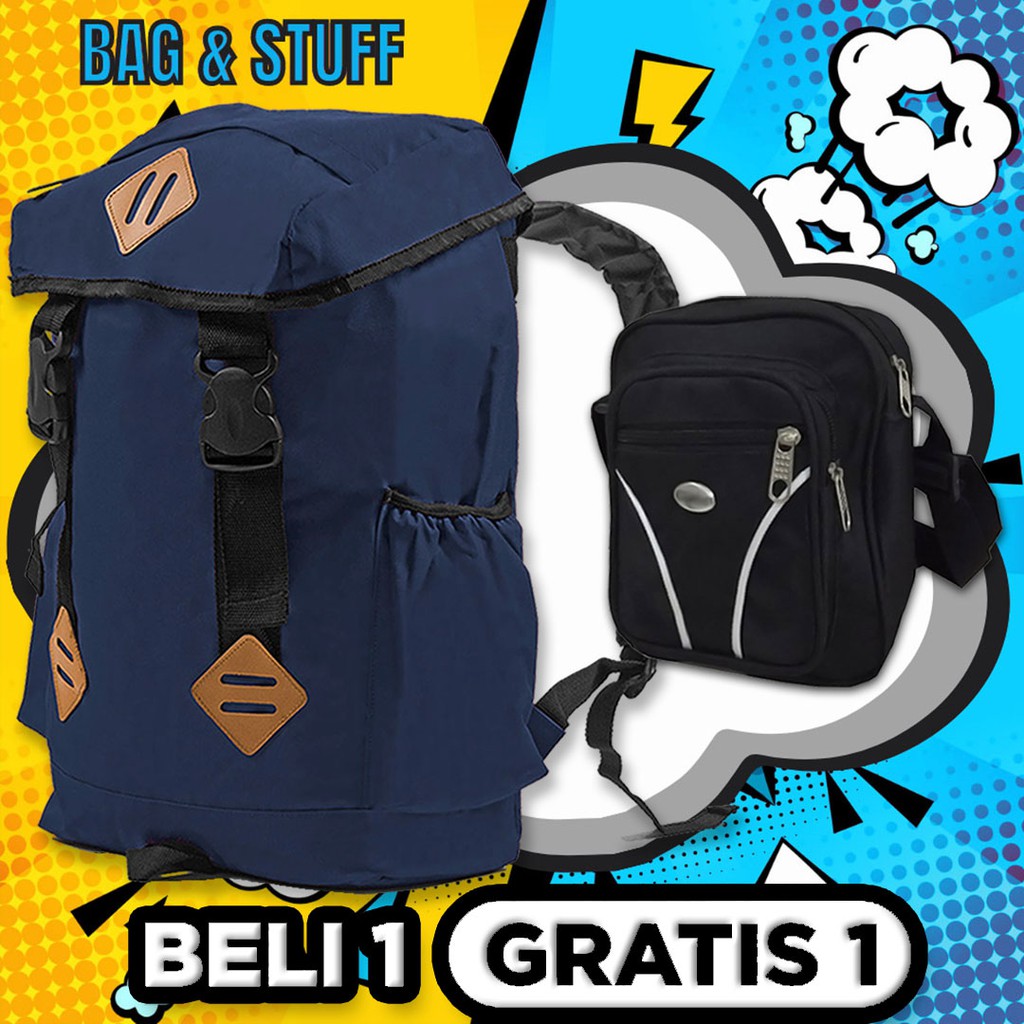 TAS RANSEL LAKI COWOK PRIA BACKPACK GENDONG SEKOLAH WATERPROOF DEWASA SMP SMA SMK KULIAH GRATIS 1 TA