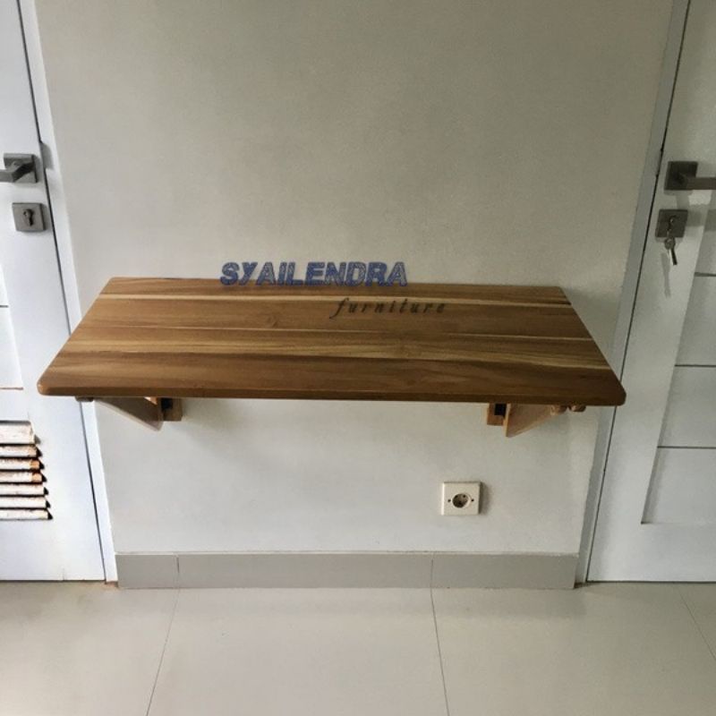 meja lipat dinding kayu jati solid