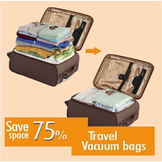 Tas Travel Organizer Plastik Vakum Kompresi 1 PCS - VB-70 - Transparan