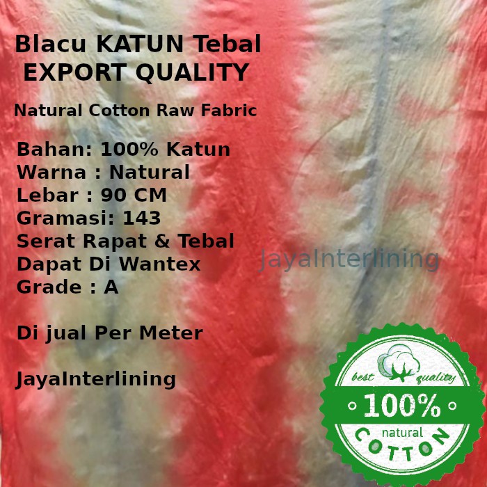 Kain Blacu Belacu Blaco KATUN Tebal 143 grm Lebar 90cm