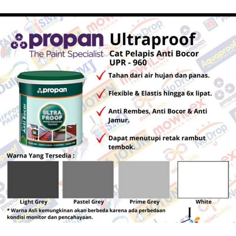 Jual Cat Pelapis Anti Bocor PROPAN ULTRAPROOF warna abu light grey uk