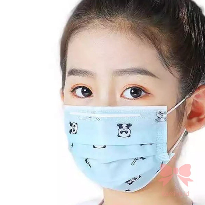  Masker Anak  3ply Motif Isi 10pcs Sekali Pakai Earloop Dan 