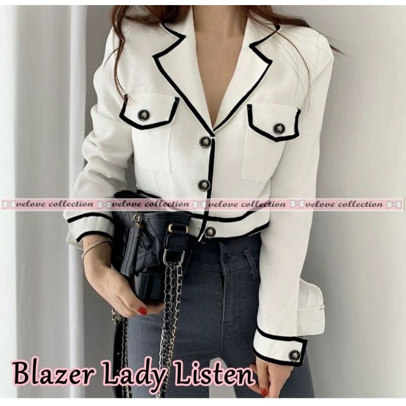 atasan blazer korea blazer wanita korea putih black