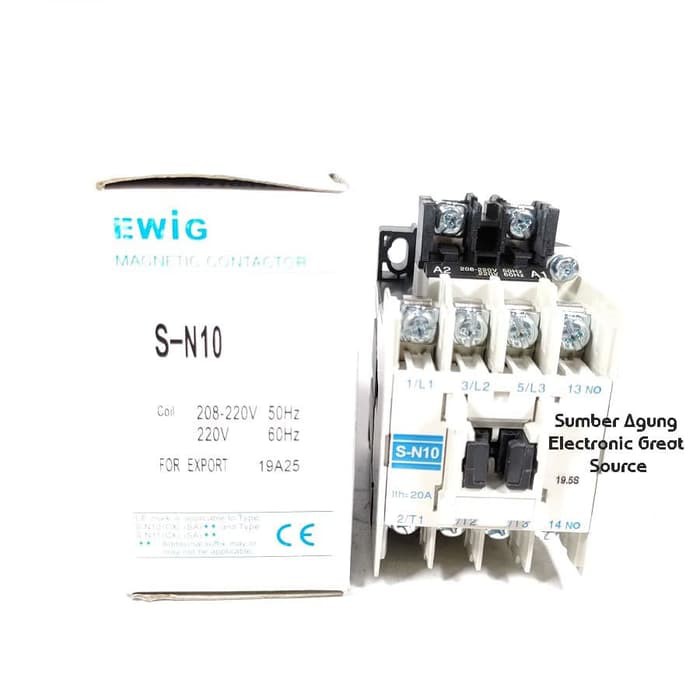 Kontaktor 10A EWIG Contactor SN10 10 Ampere 220V Original Berkualitas