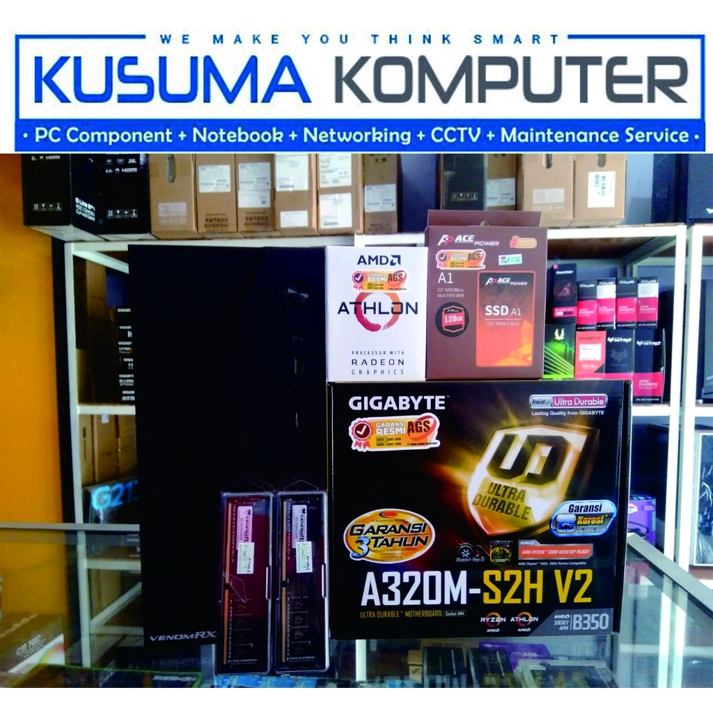 Komputer PC Rakitan AMD ATHLON 3000G + 128GB SSD + 8GB RAM