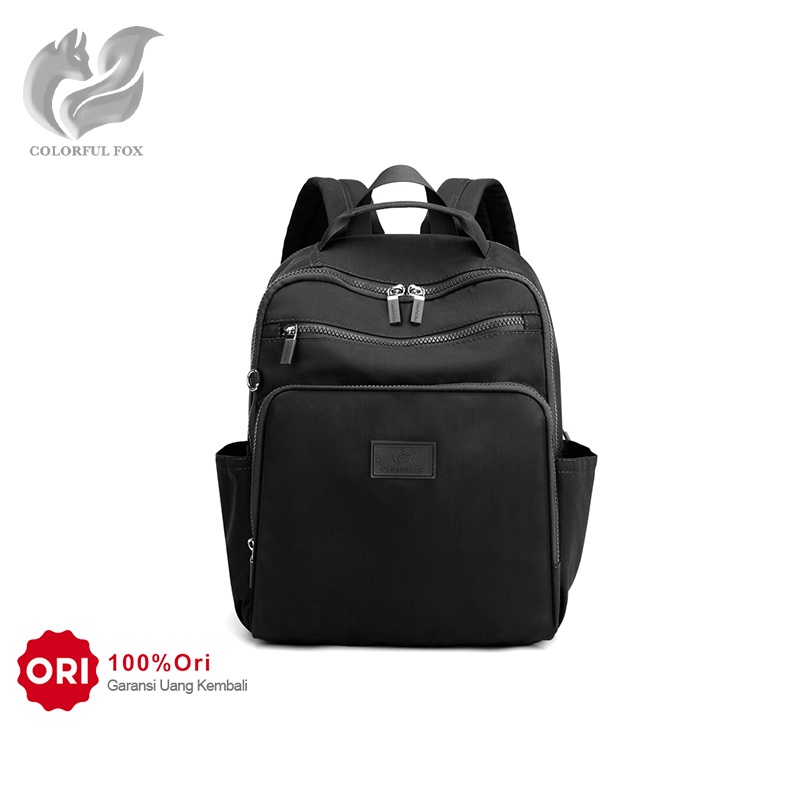 COLORFUL FOX 0423 Tas Ransel Wanita Backpack Wanita Remaja Tas Anti Air WATCHKITE BAEOS-Black