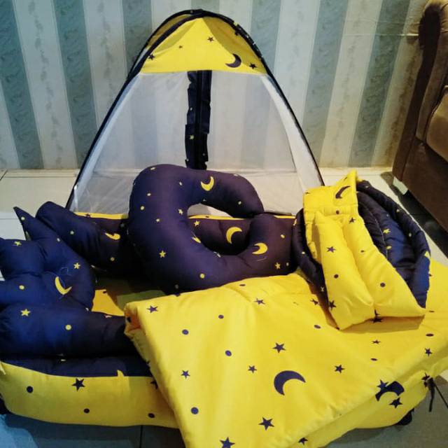 Kasur bayi set kelambu dan bedcover ( Bisa cod )