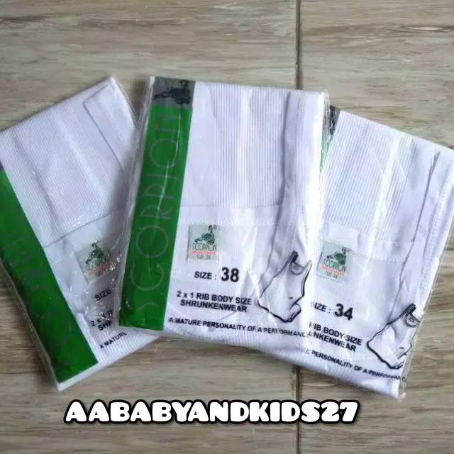 Singlet Dewasa Pria Scorpion Ukuran 34,36,38-Kaos Dalam Scorpion Ukuran 34,36,38