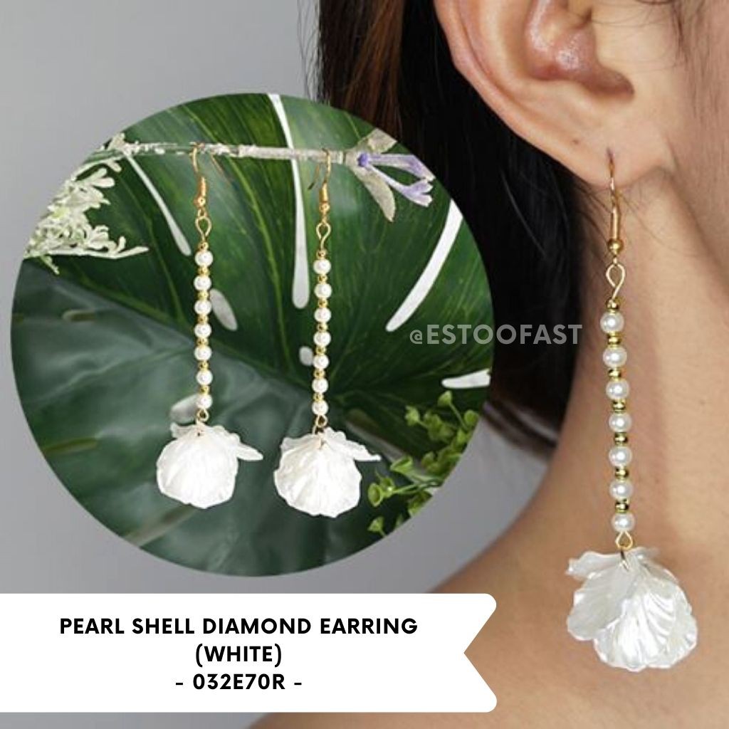 ANTING HOOKS ANTING PANJANG KERANG MUTIARA PUTIH