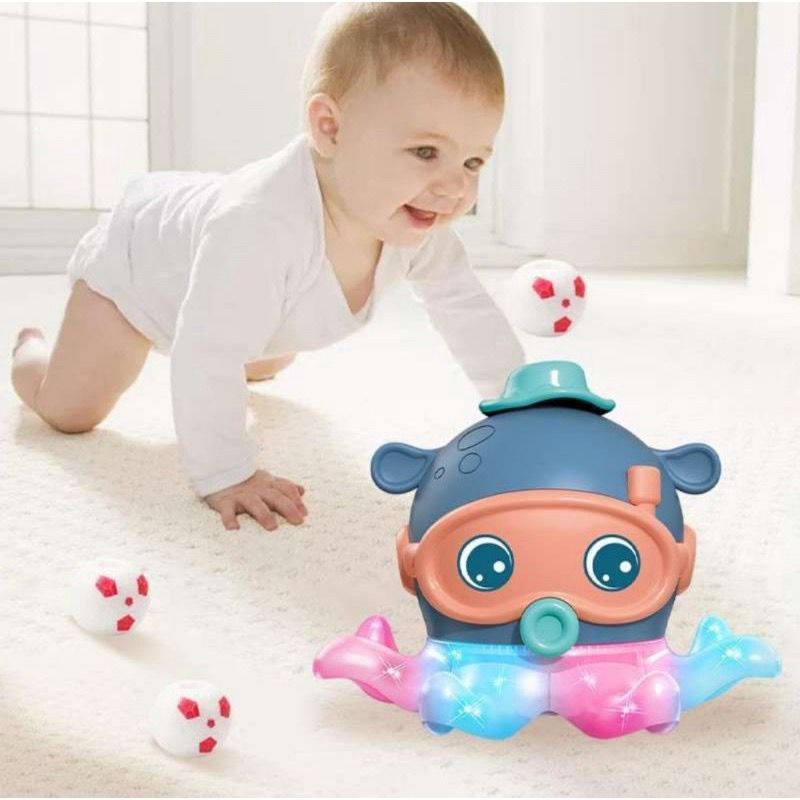 Mainan Anak OCTOPUS BALL BLOWING Mainan Gurita tiup Bola Suara Lampu