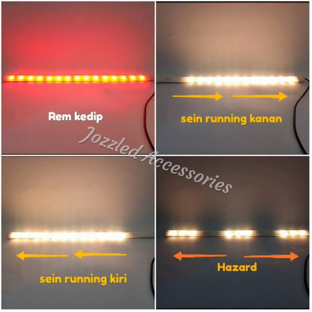 led tail lamp bagasi RGB motor fleksibel 32cm 12V rem kedip sein hazard