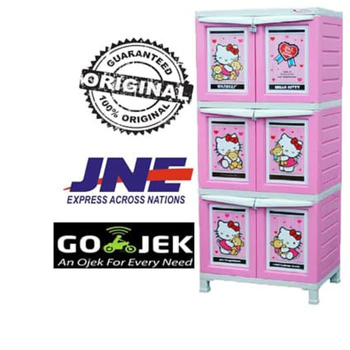 Best Seller LEMARI PLASTIK / RAK PLASTIK 6 PINTU / 3 SUSUN HELLO KITTY ASLI SANRIO Stok Terbatas
