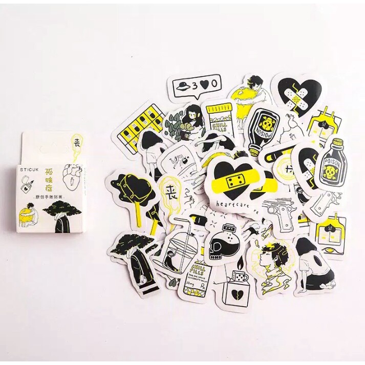 

40pcs aesthetic stiker box handsome sick boy lucu utk dekorasi scrapbook/album/jurnal/diary