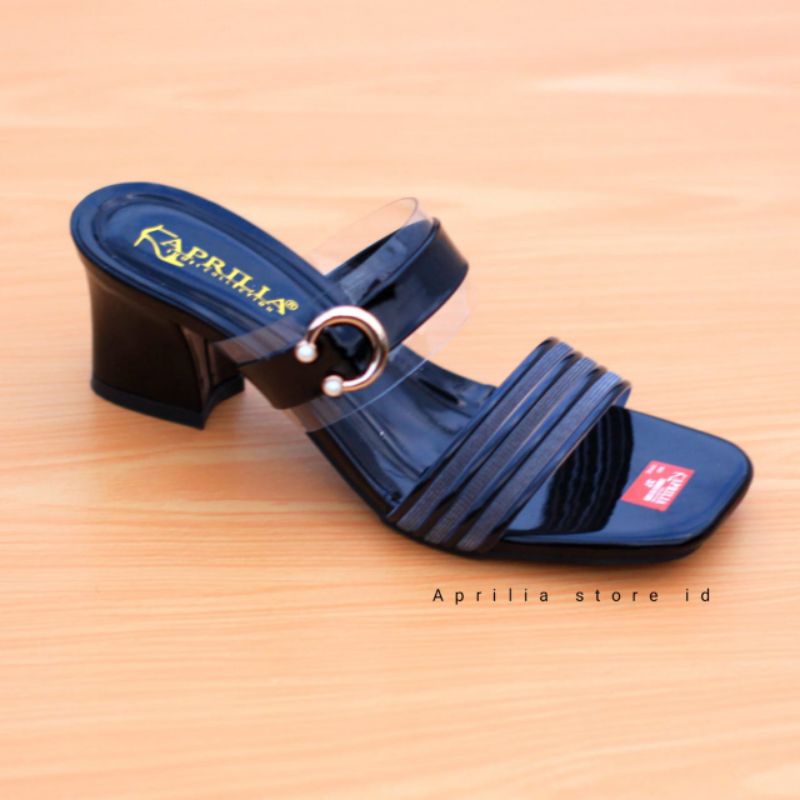 Aprilia sanda heels pesta wanita hak tahu 5cm/sandal slop wanita slip on anti licin/sendal kondangan wanita kekinian