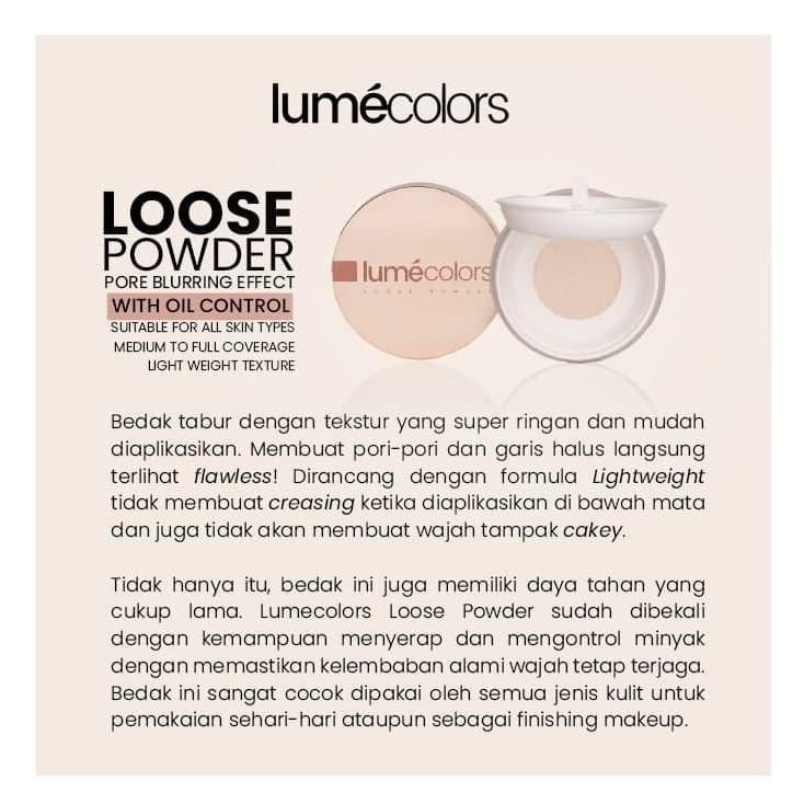 Lumecolors Loose Powder Pore Blurring Effect With Oil Control Bedak Tabur Lumecolors Tahan Lama