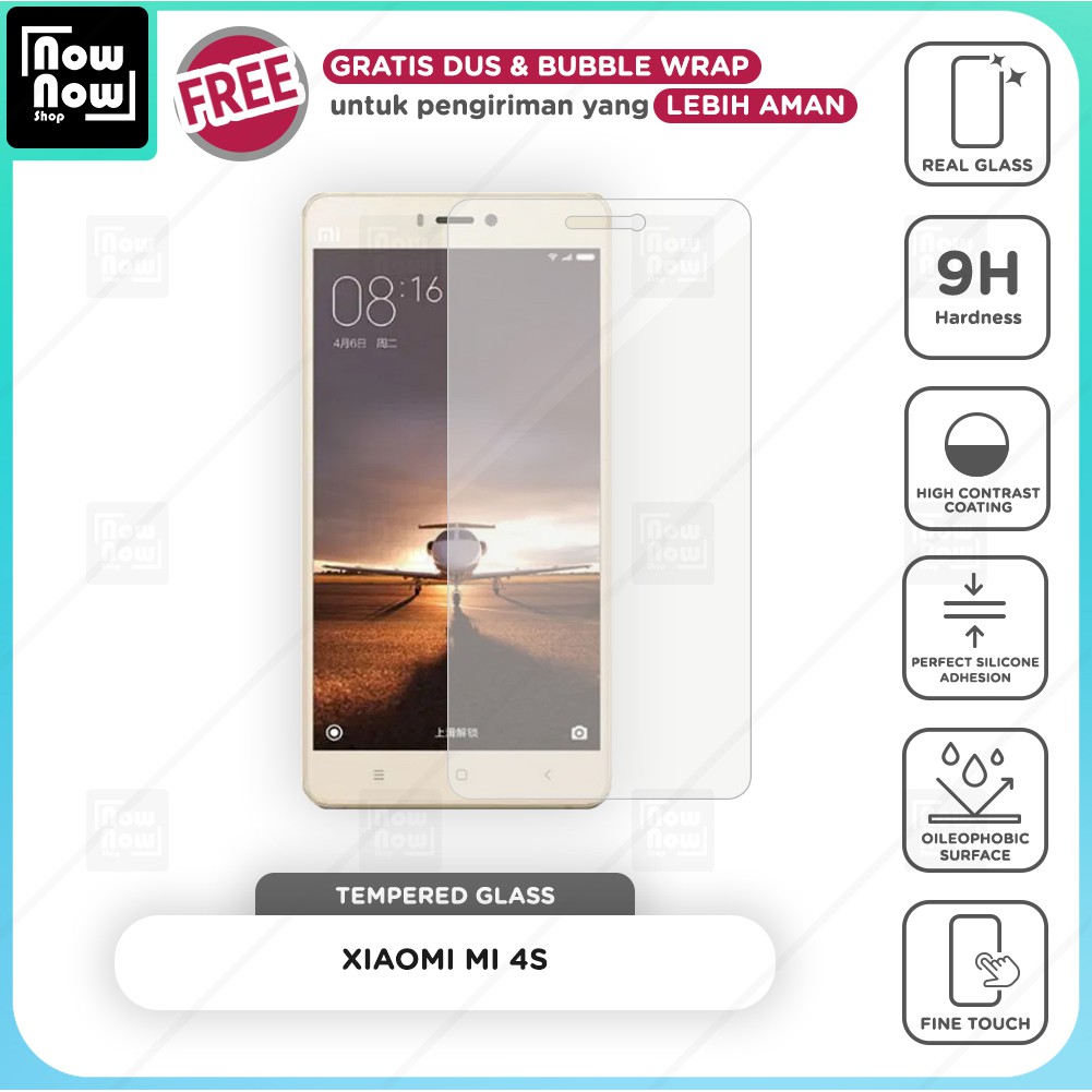 Tempered Glass Anti Gores Xiaomi Mi 4S Screen Guard Protector 9H Kaca Temperglass Mi4S