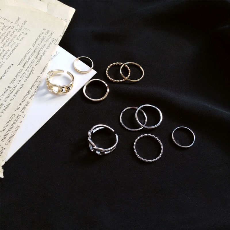 5PCS/Set Hollow Open Ring Metal Female Ring Tail Ring Joint Ring