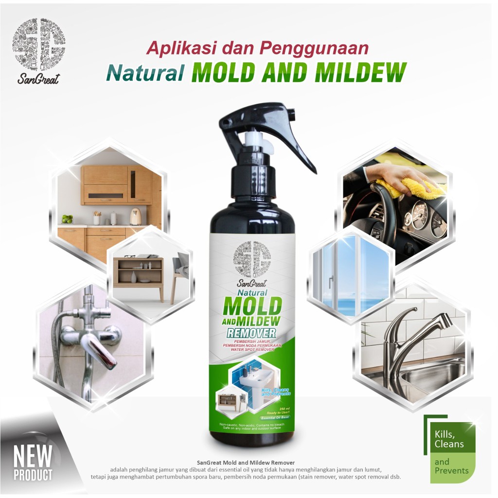 Anti jamur permukaan SanGreat Mold and Mildew Remover water spot remover 250 ml ready to use