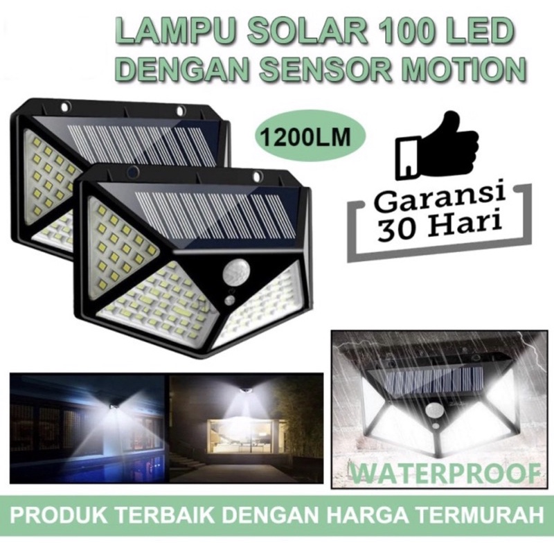 lampu taman 100 led solar tenaga surya dengan sensor gerak - Lampu 100 LED tenaga Surya Sensor Gerak