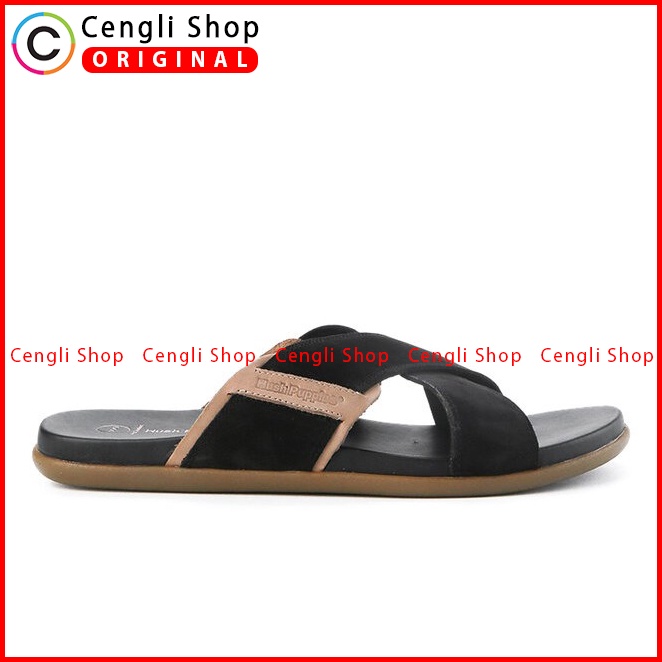 SANDAL SLIDE KULIT HUSH PUPPIES PRIA ORIGINAL CASUAL ASLI HITAM HM35