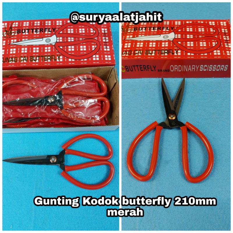 Gunting Kodok Butterfly 210mm gg merah lapis plastik =rp.14.750/pcs