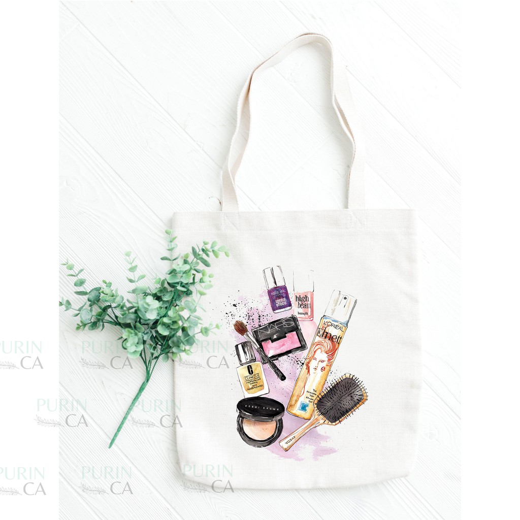 Tote bag Kanvas Custom Gambar Make Up