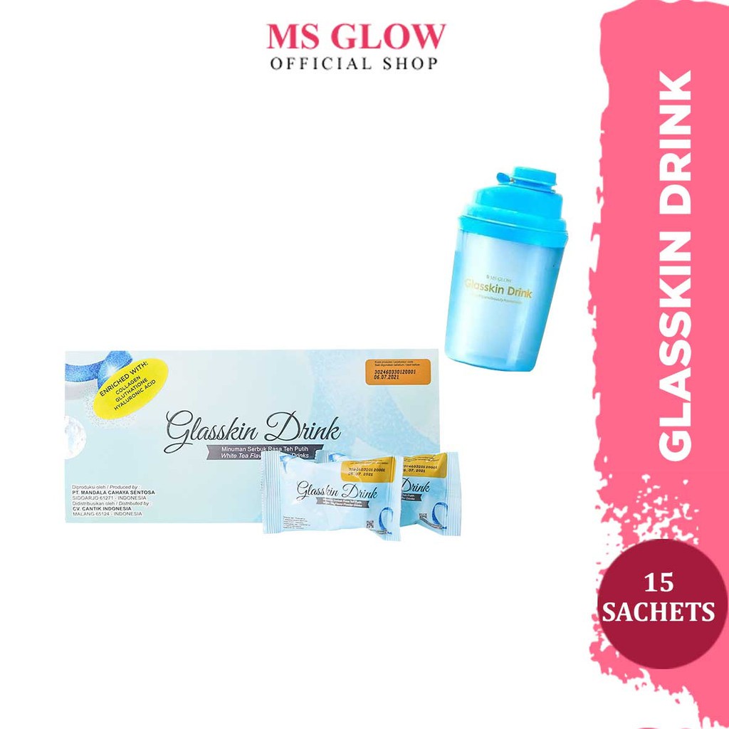 MS Glow Glasskin Drink - minuman pemutih badan - 1 box isi 15 sachet