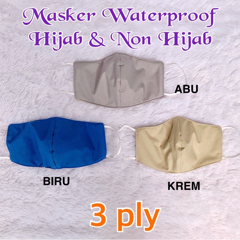 MASKER WATERPROOF DEWASA 3 PLY HIJAB &amp; NON HIJAB DUCKBILL / MASKER ANTI AIR 3 LAPIS HEADLOOP EARLOOP