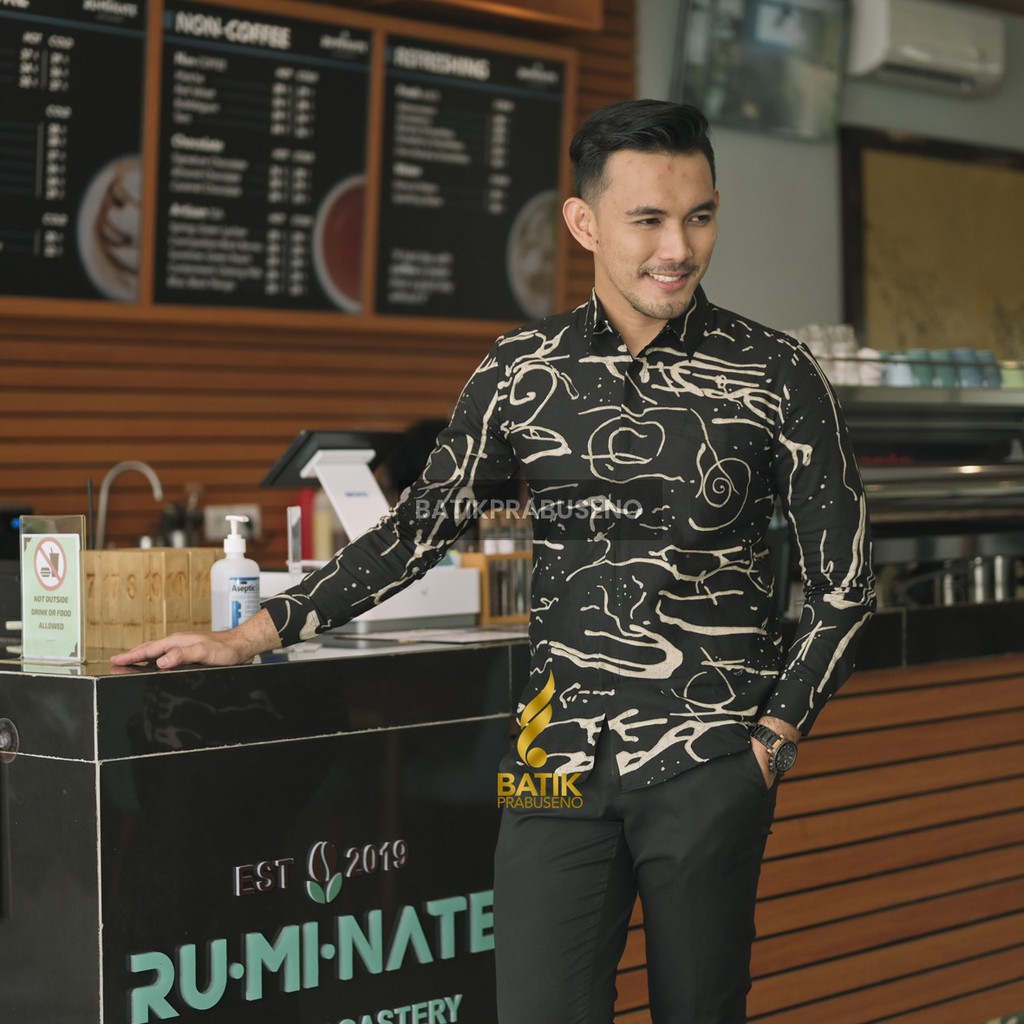 PRABUSENO // KEMEJA BATIK PRIA PRABUSENO MOTIF WANIPURA  KEMEJA BATIK PRIA LENGAN PANJANG KATUN PRIN