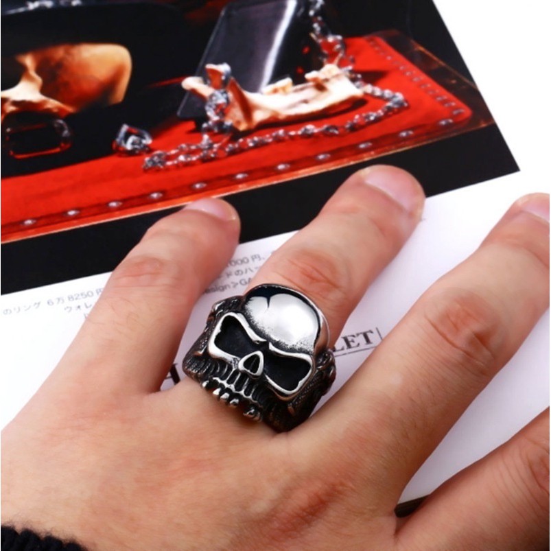 SEUSUK  Cincin Model Tengkorak Gaya Punk untuk Pria