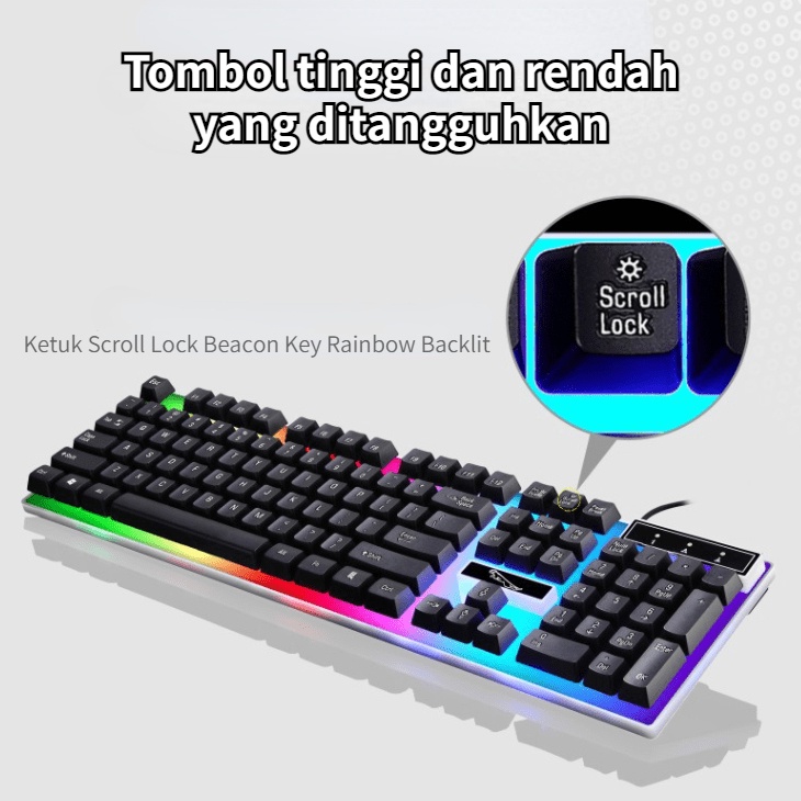 Keyboard Dan Mouse Gaming PC Full Set LED RGB Waterproof Acetech G21B Untuk PC Komputer Laptop