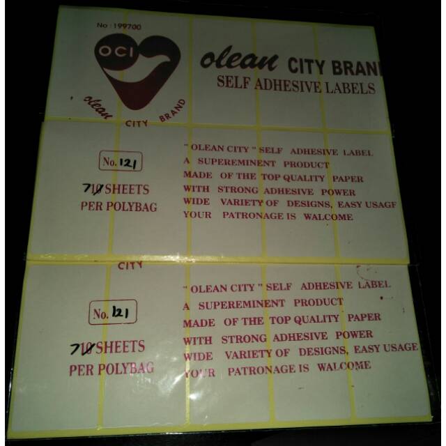 

Olean Self Adhesive Labels Label Undangan Label Perekat 121