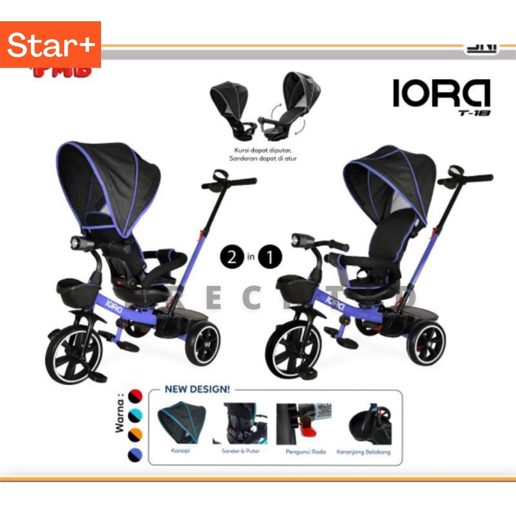 Sepeda Anak Roda Tiga Baby Tricycle Kanopi Iora PMB T-18 / T 18/ T18 Original Iora By PMB
