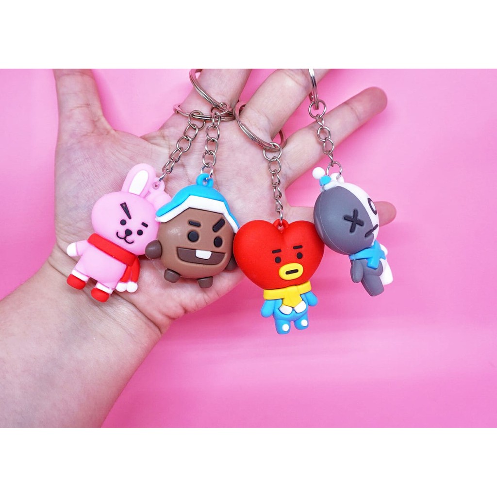 GANTUNGAN KUNCI BT21 1 SET ISI 8 PIECE LENGKAP ALL KARAKTER TERMURAH SOUVENIR LUCU KUALITAS IMPORT