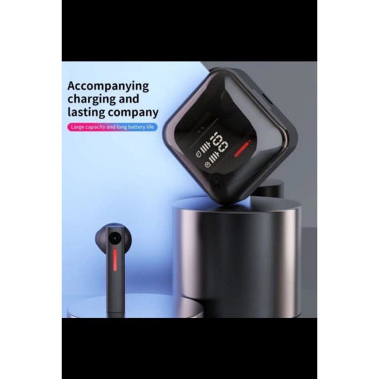 T13 Headset Bluetooth Full Bass TWS Wireless Earphone Noise Cancel-Hitam