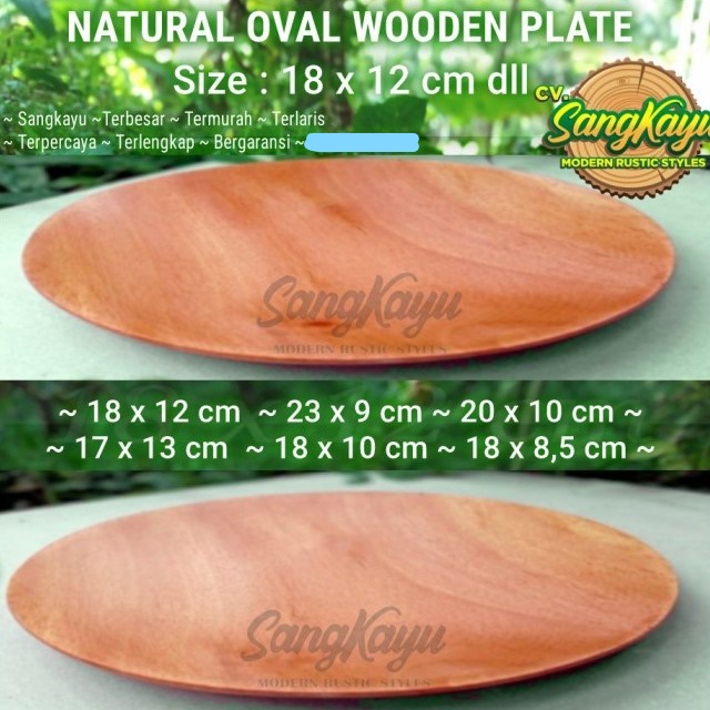 Wooden Plate 18 x12 Cm Piring kayu cekung oval piring saji nampan kayu