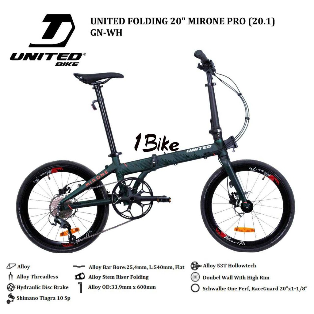 Sepeda Lipat United MIRONE PRO 10 Speed Hidrolik 20 Inch